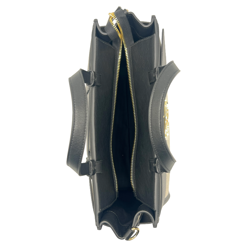 Armani Exchange Shopper Bag Black Crinkle Effect Fabric Women's