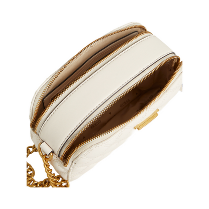 Guess Giully Quilted Crossover Shoulder Bag Ivory Cream QA874814