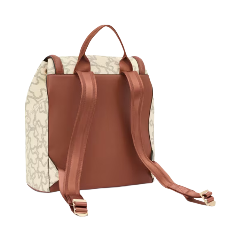 Tous Kaos Icon Beige & Brown Canvas Backpack Bag