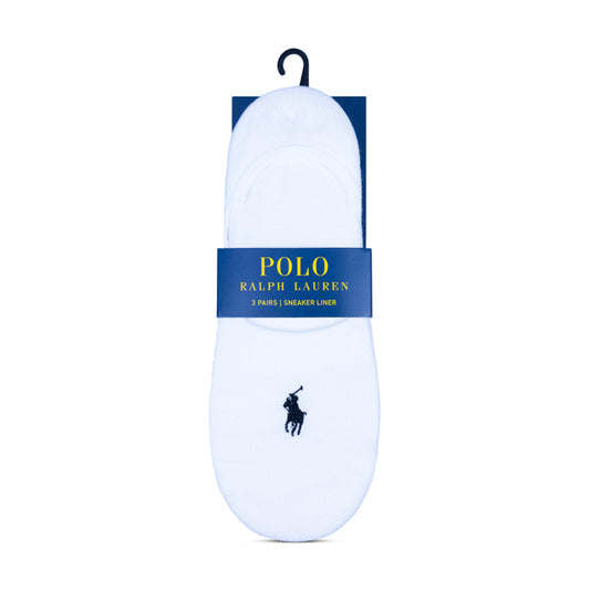 Ralph Lauren Polo Sneaker Liner Socks 3 Pairs White One Size