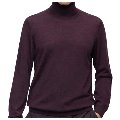 Hugo Boss Musso Men's Long Sleeve Roll Neck Jumper Burgundy Small