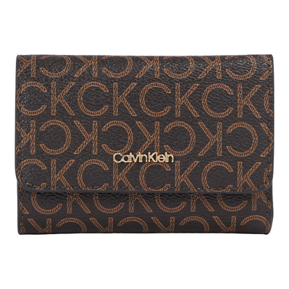 Calvin Klein Tri Fold Women's Purse Brown Mono K60K611324 