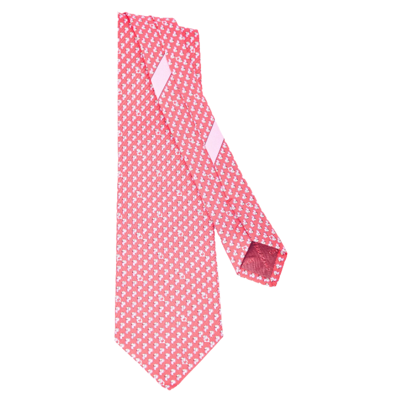 Salvatore Ferragamo Silk Animal Print Tie Red