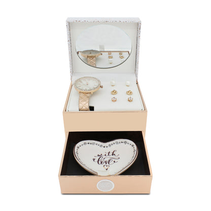 Jessica Carlyle Rose Gold Watch & Earrings Set 6464 (Blemished Box)