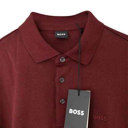 Hugo Boss Pado 30 Long Sleeved Polo Shirt Dark Red