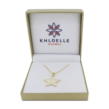 Khloelle White and Gold Starfish Necklace LC0070790