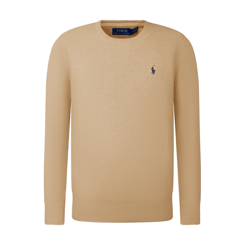 Ralph Lauren Polo Textured Cotton Crewneck Jumper Brown