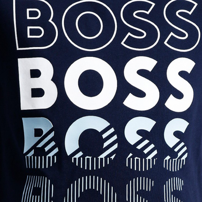 Hugo Boss Boys T-Shirt Multi Logo Navy Blue