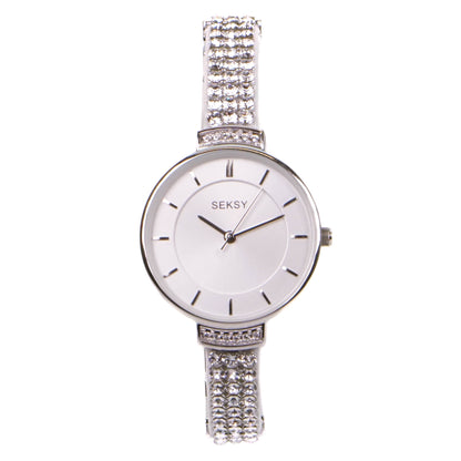 Sekonda Seksy Silver Crystal Set Ladies Bracelet Watch 2446