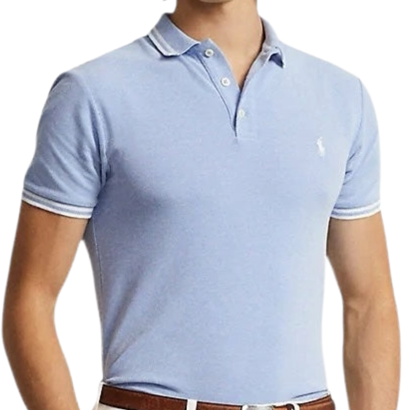 Ralph Lauren Polo Men's Custom Slim Fit Stretch Mesh Polo Shirt Light Blue