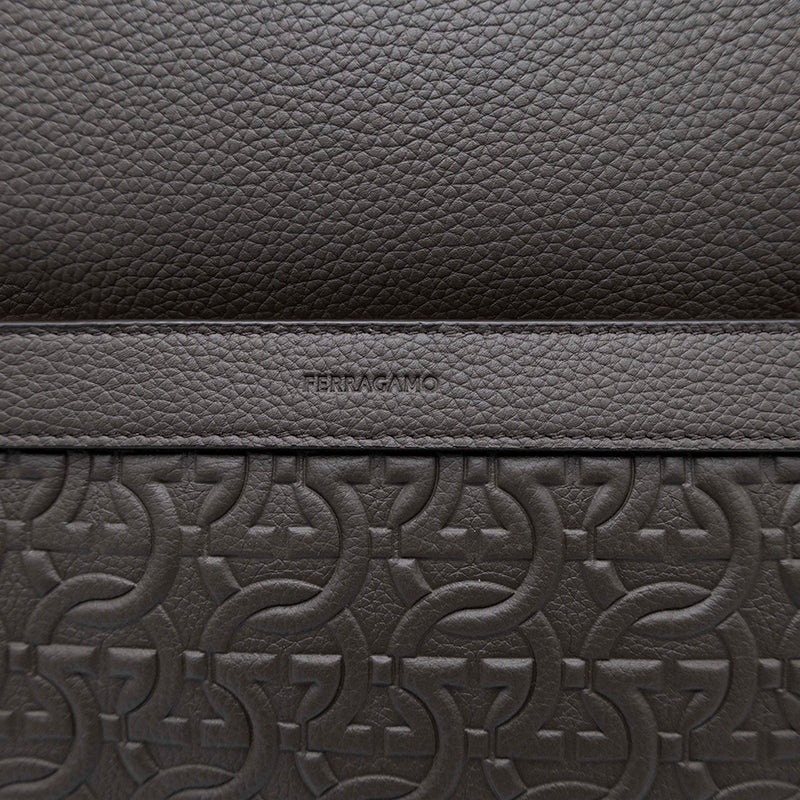 Salvatore Ferragamo Embossed Leather Backpack Brown