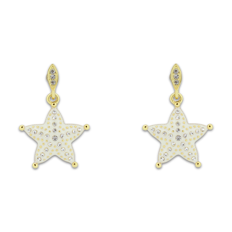 Khloelle White and Gold Starfish Earrings LC0070794