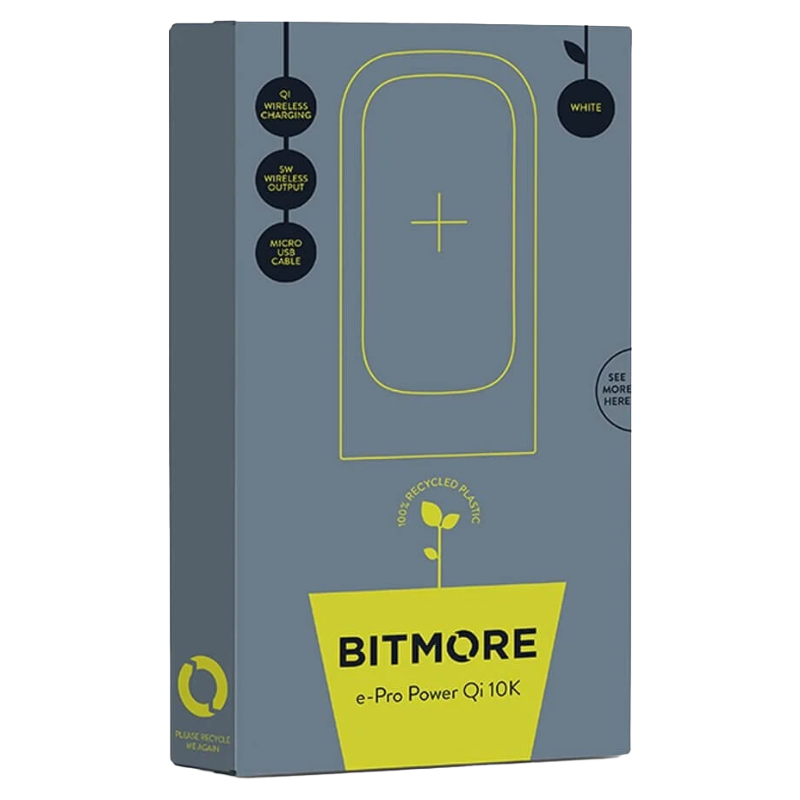 Bitmore e-Pro Qi 10K Wireless/Wired Mobile Power Bank 10000 mAh 