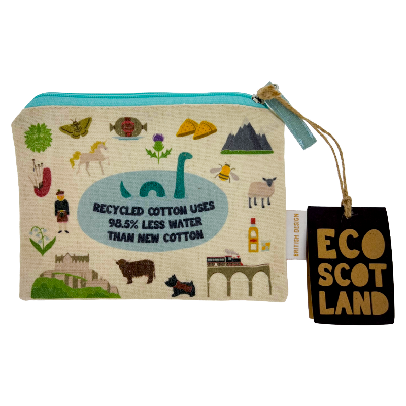 Flat Purse Recycled Cotton Milly Green Eco Scotland  