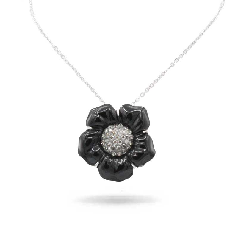 Swarovski Black Flower Necklace Pendant 