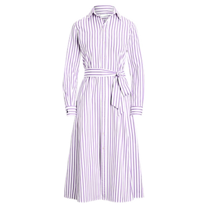 Ralph Lauren Polo Women's Purple/White Striped Shirt Dress