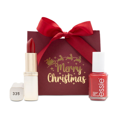 Essie Nail Varnish & L'oreal Lipstick Gift Set Christmas Bag