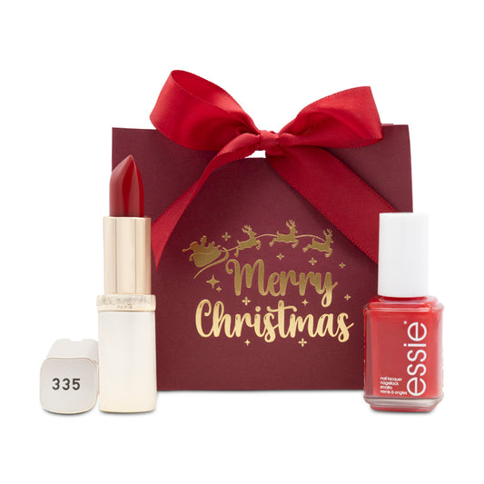 Essie Nail Varnish & L'oreal Lipstick Gift Set Christmas Bag