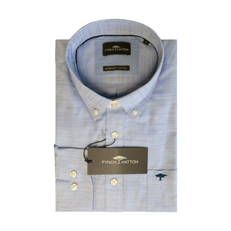 Fynch-Hatton Textile Men's Long Sleeve Shirt Crystal Blue 