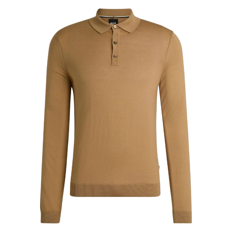 Hugo Boss Gemello Men's Long Sleeve Polo Jumper Medium Beige