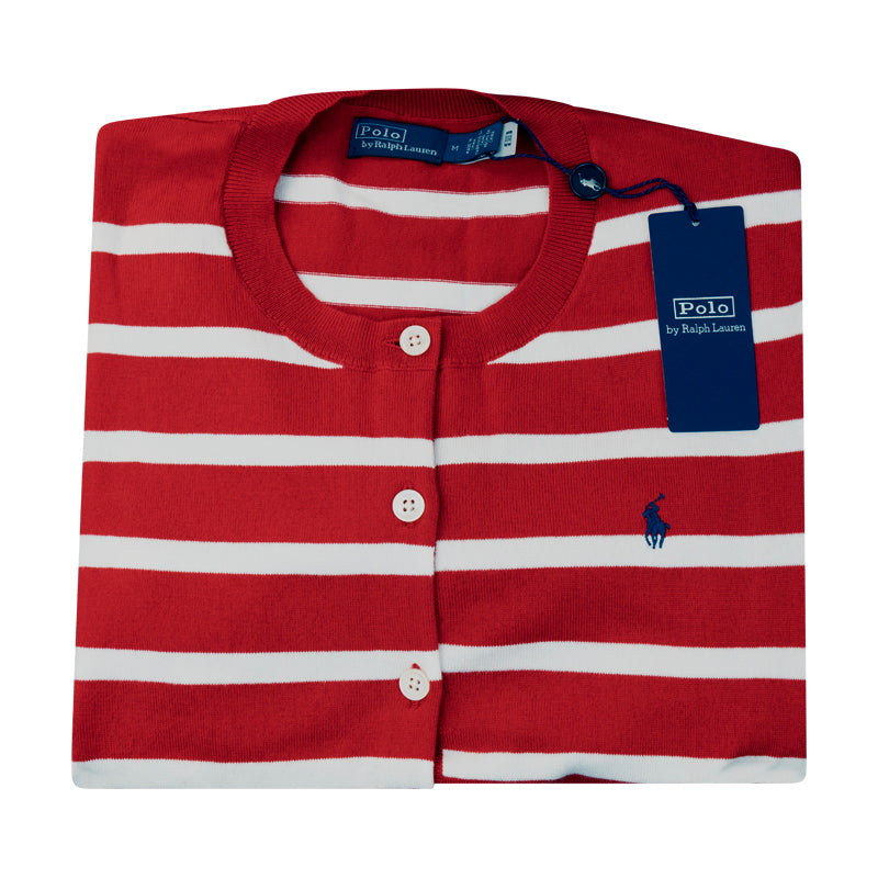 Ralph Lauren Polo Striped Cardigan Red & White