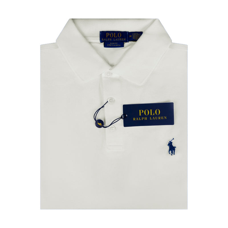 Polo Ralph Lauren Slim Fit Stretch Mesh Polo Shirt White Men's