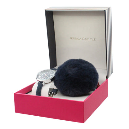 Jessica Carlyle Blue & Silver Watch & Monster Pom Pom Keyring