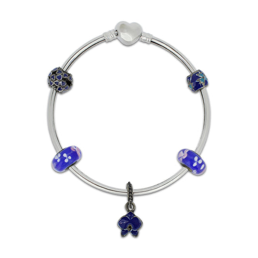 Khloelle Blue, Pink and White Flower Bangle LC0070976