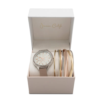 Jessica Carlyle Silver Watch & Bracelet Set LDSSTAK-ST-100