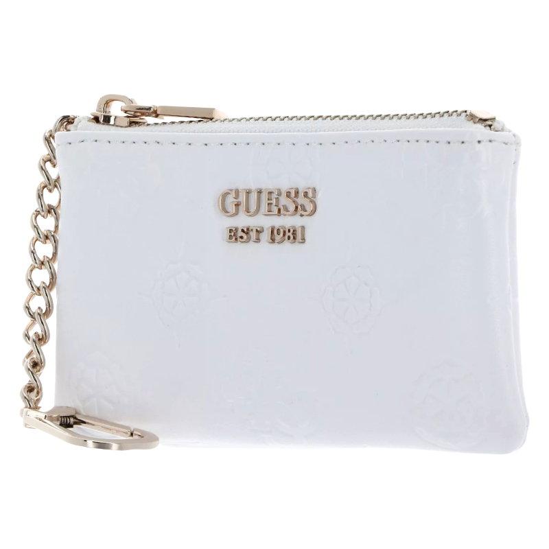 Guess Jena Zip Up Pouch Wallet White Logo Women's