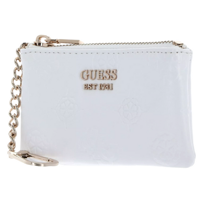 Guess Jena Zip Up Pouch Wallet White Logo Women's