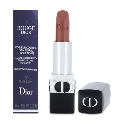 Dior Rouge Couture Colour Lipstick Floral Lip Care Long Wear 100 Nude Look Satin