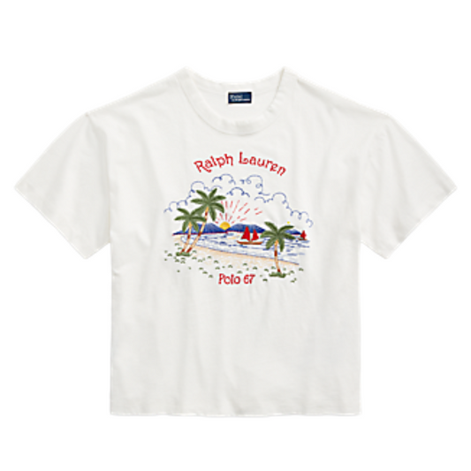 Ralph Lauren Polo Beach Linen Oversized T-Shirt Antique Cream Women's