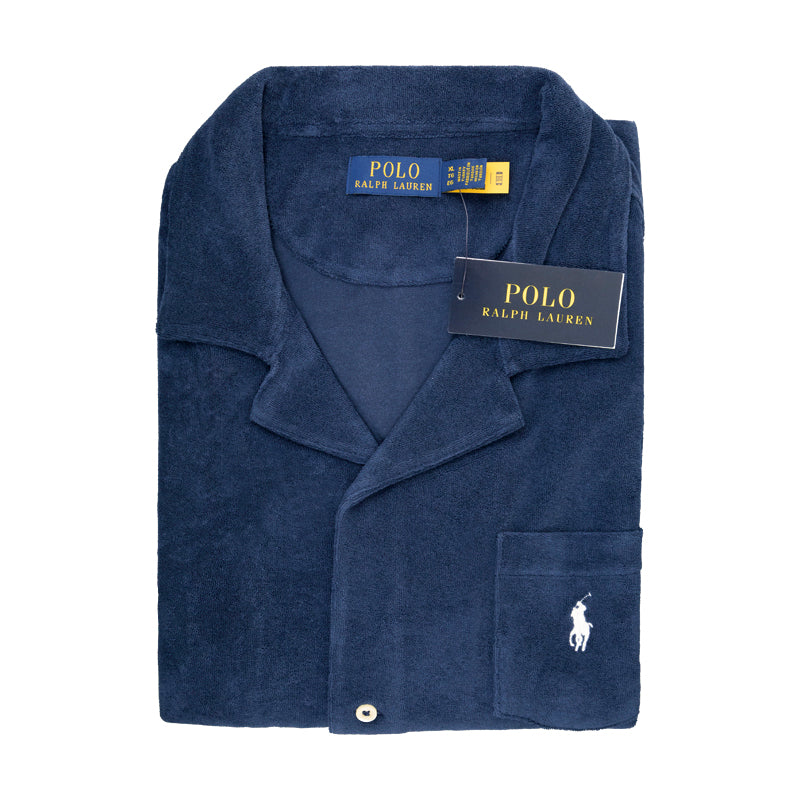 Ralph Lauren Polo Terry Camp Shirt Navy Blue