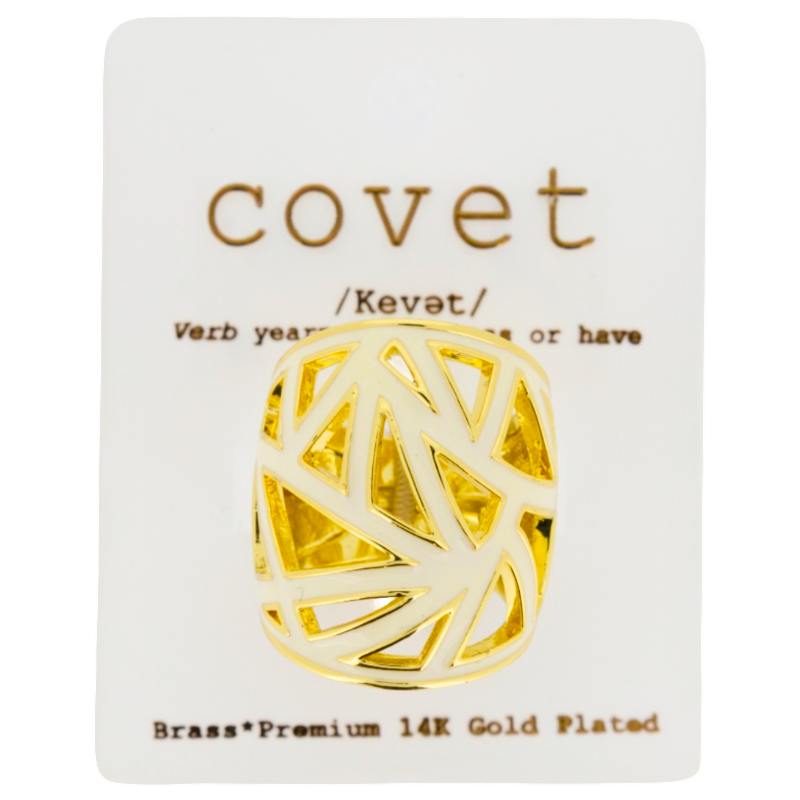 Covet White Enamle Ring UK Size O DF3022GW
