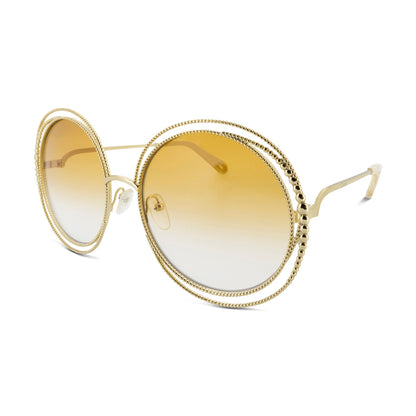Chloe Gold Metal Frame Round Sunglasses CE114SC 837