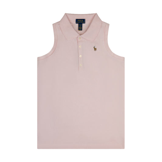 Ralph Lauren Polo Cotton Mesh Sleeveless Polo Shirt Pink