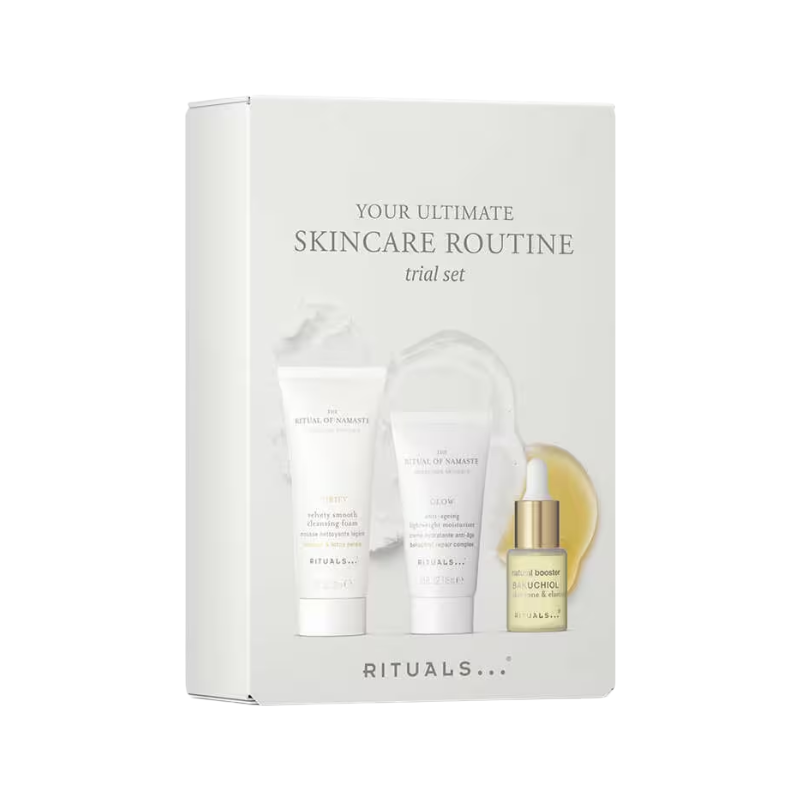 Rituals of Namaste Your Ultimate Skincare Routine Trial Set Mild Cleansing Foam 30ml Natural Bakuchiol Serum 65ml Anti Ageing Moisturisering 15ml