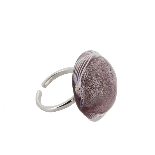 Antica Murrina Purple & Silver Glass Ring