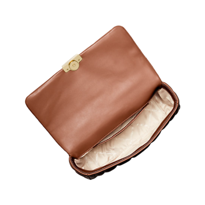 Michael Kors Tribeca Large Leather Convertible Chain Shoulder Bag Brown