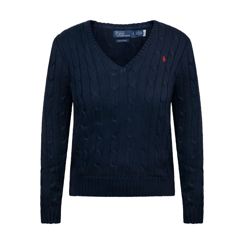 Ralph Lauren Polo Cable-Knit Cotton V-Neck Jumper Women's