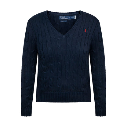 Ralph Lauren Polo Cable-Knit Cotton V-Neck Jumper Women's