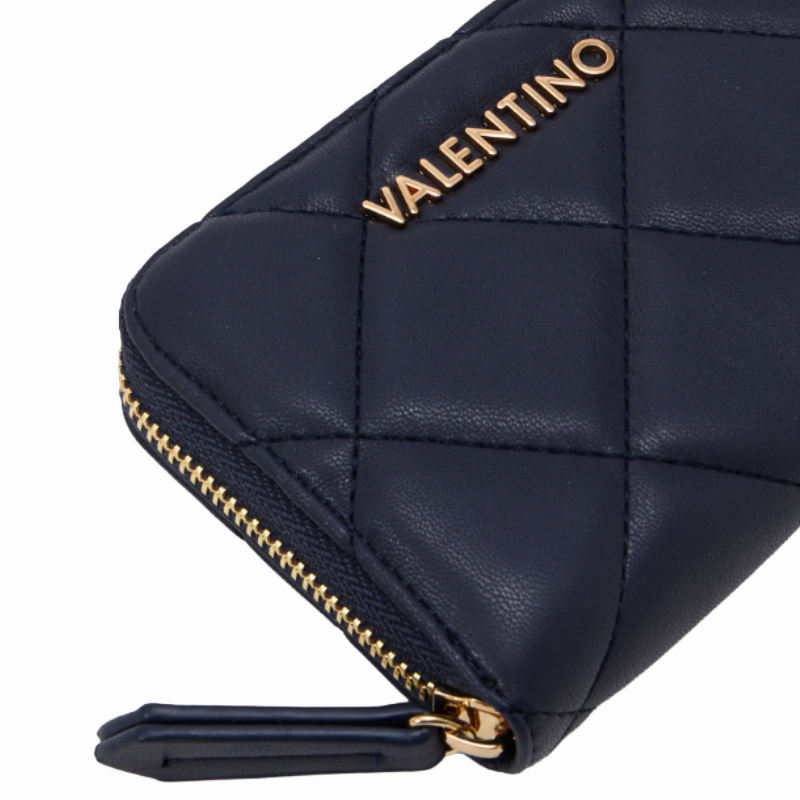 Mario Valentino Quilted Wallet Medium Dark Blue Women's