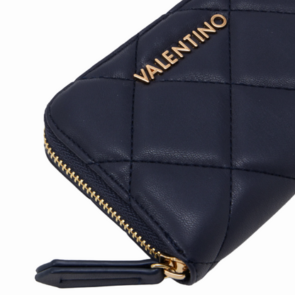 Mario Valentino Quilted Wallet Medium Dark Blue Women's