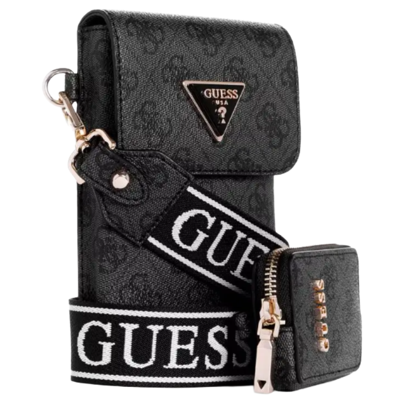 Guess Latona Mini Crossbody Phone Bag Coal Logo Women's