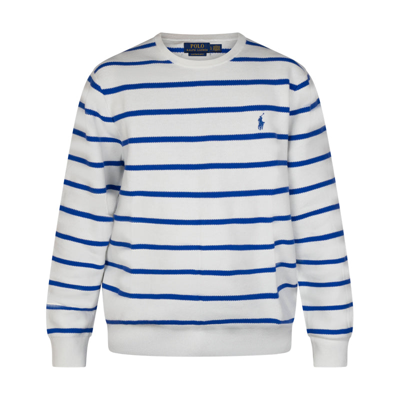 Ralph Lauren Polo Striped Cotton Jumper White/Blue