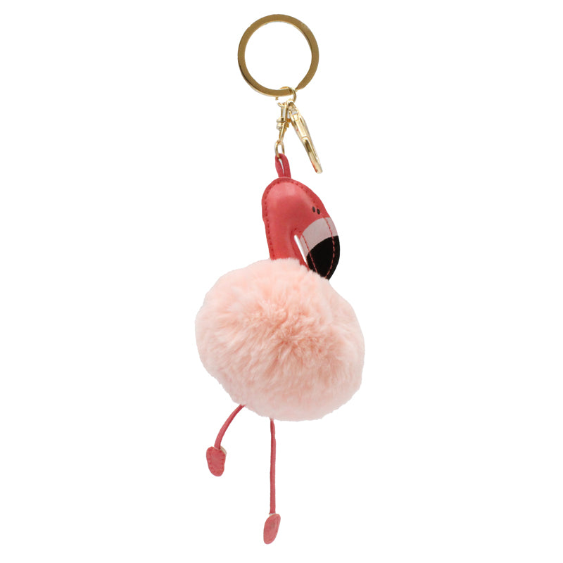 Jessica Carlyle Women's Light Pink Strap Gold Watch And Pink Fluffy Flamingo Keyring Set 2175