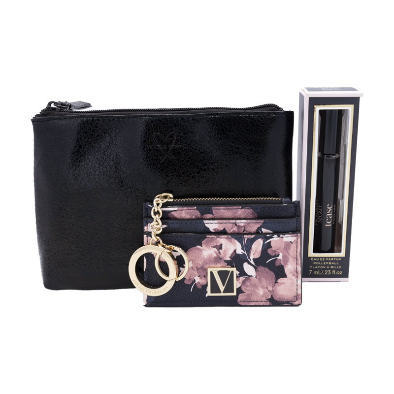 Victoria Secret Black Toiletry Bag Set with Card Holder