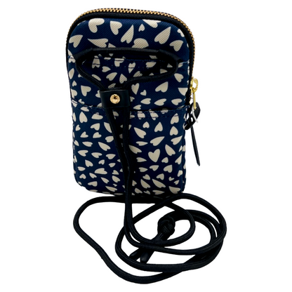 Wouf Blue & Cream Hearts Recycled Collection Crossbody Phone Bag