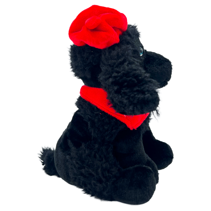 Keel Toys Paris France Poodle Black 20cm With Hat & Bandana